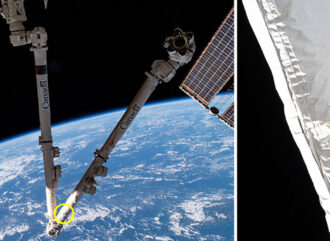 ISS Canadarm2 Robot Arm Survives Impact with Orbital Debris